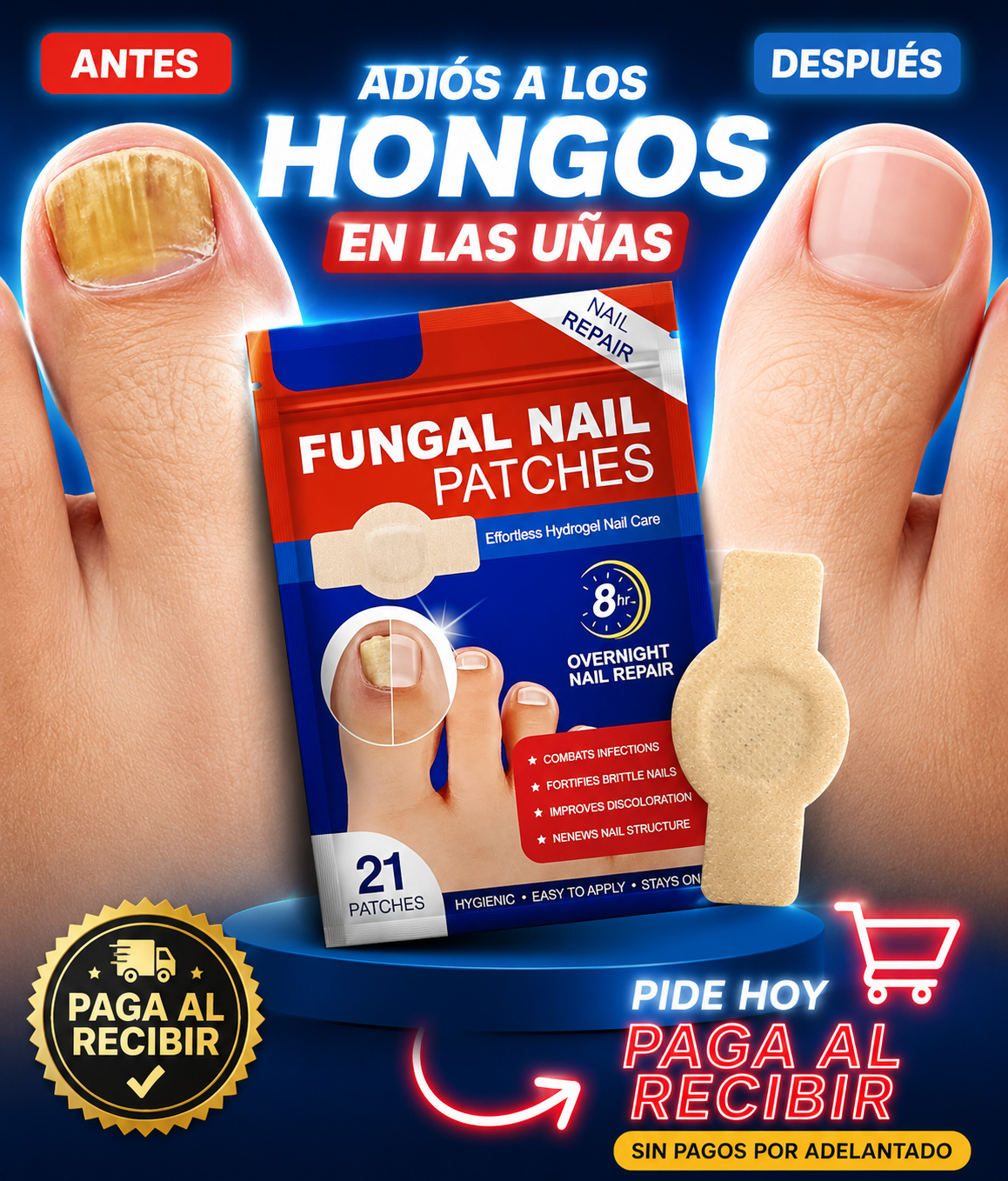 Parche Antihongos para Uñas Fungal Nails™ | Tratamiento Intensivo 21 Parches