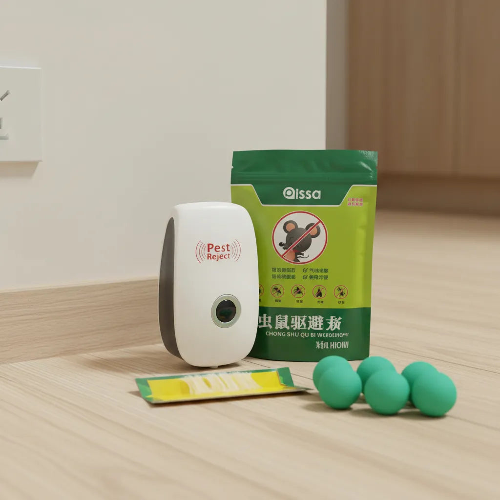 Pack 3 en 1 Anti Plagas Ratones e Insectos – Ultrasonido + Menta + Trampa Pegajosa